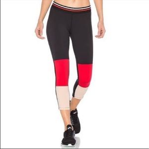 Splits 59 Leggings Colorblock Cropped 7/8 Black Red Tan Small